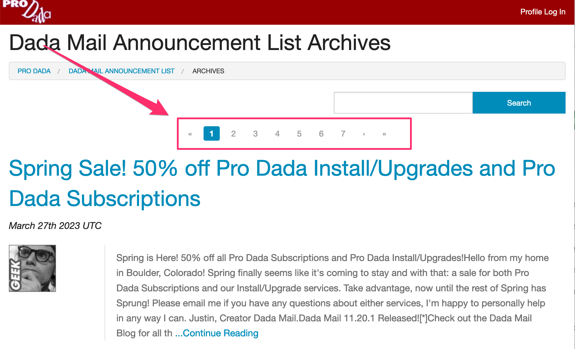 Pagination is now present in the list archives, making navigating through past messages much easier.